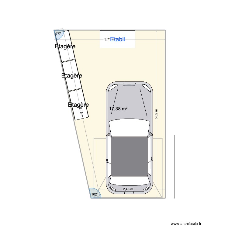Garage. Plan de 1 pièce et 17 m2