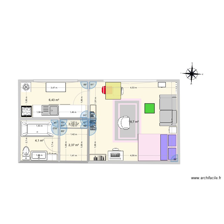 Bobigny. Plan de 10 pièces et 62 m2