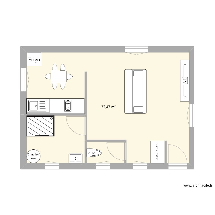 ghiso 8. Plan de 1 pièce et 32 m2