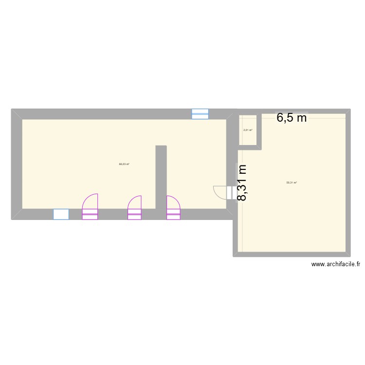 plan. Plan de 3 pièces et 122 m2