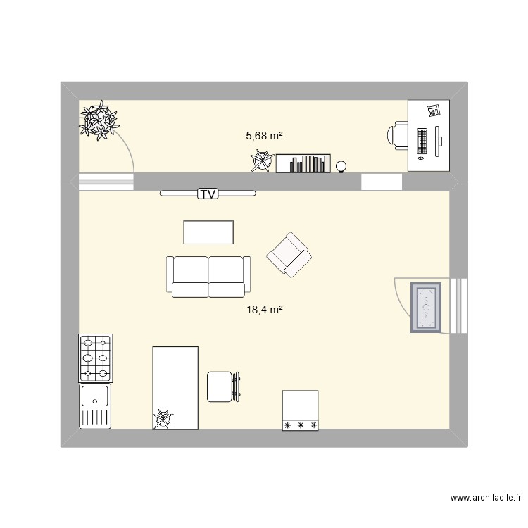 guillaume. Plan de 2 pièces et 24 m2