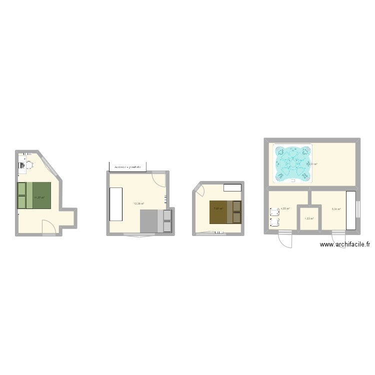 Chambres. Plan de 0 pièce et 0 m2