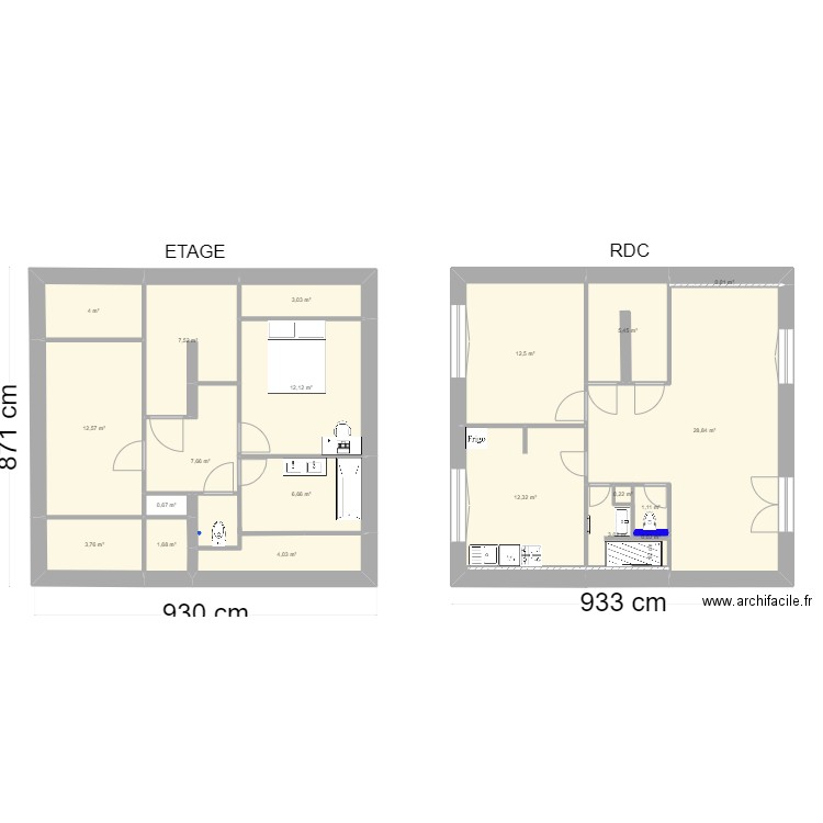 plan V1 GRIVET. Plan de 20 pièces et 127 m2