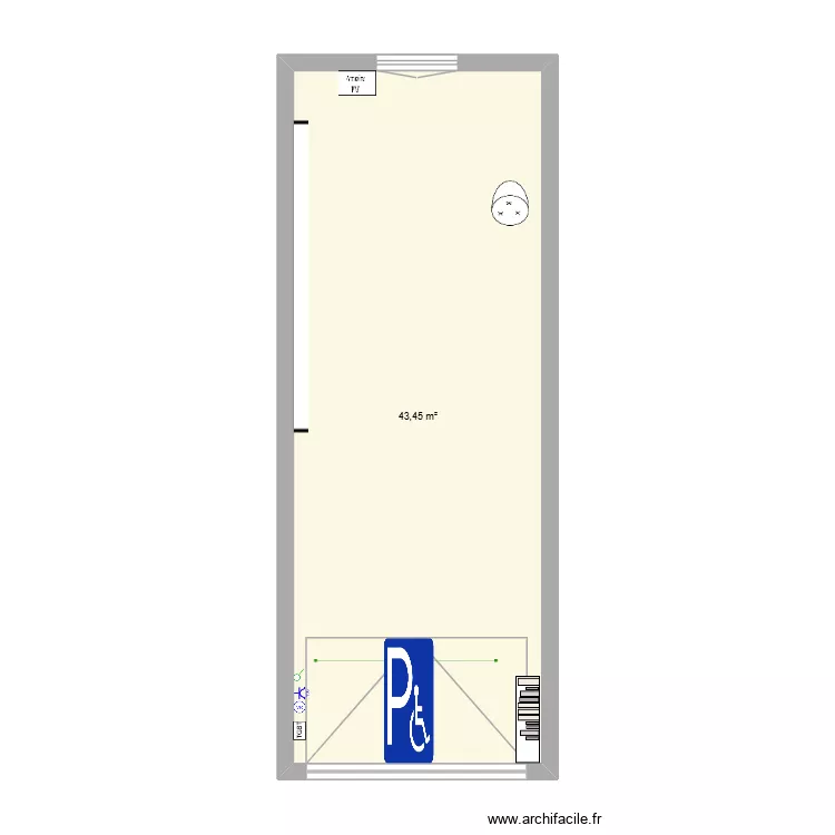 7R2G. Plan de 1 et 43 m² 7R2G. Plan de 1 et 43 m²