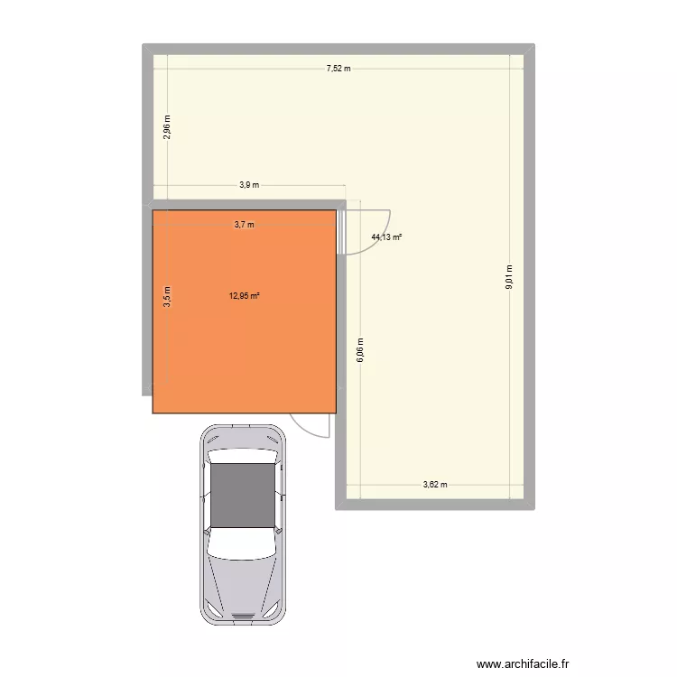 plan d&eacute;pendance. Plan de 2  et 57 m²