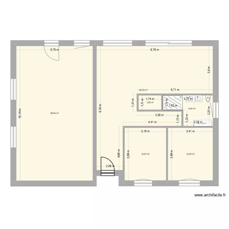 maison 2. Plan de 6  et 143 m²