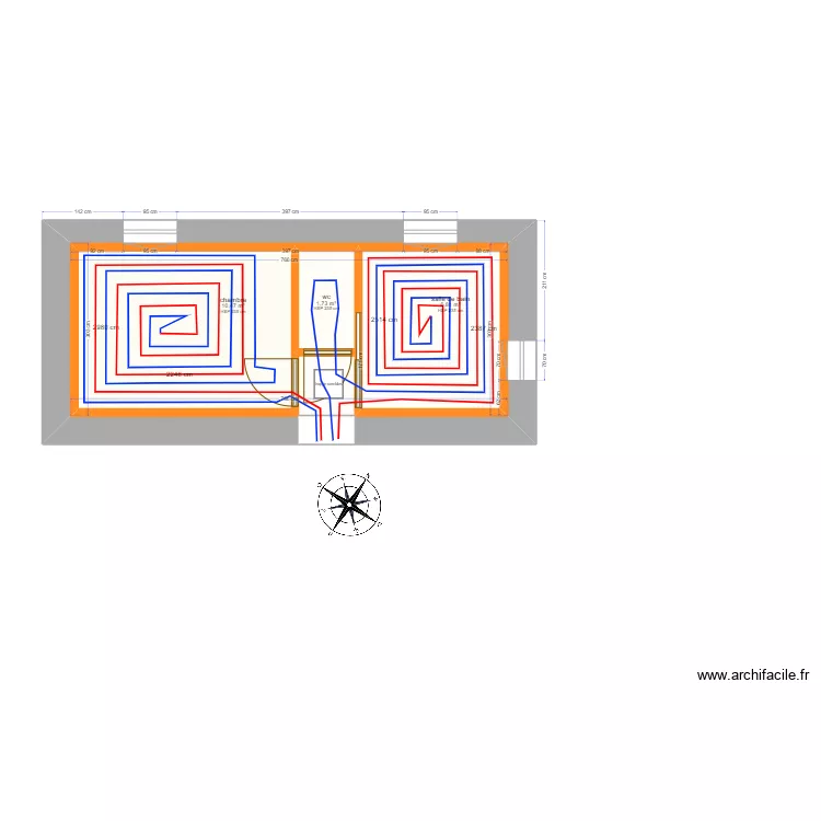 plan maison rdc2 plancher chauffant. Plan de 