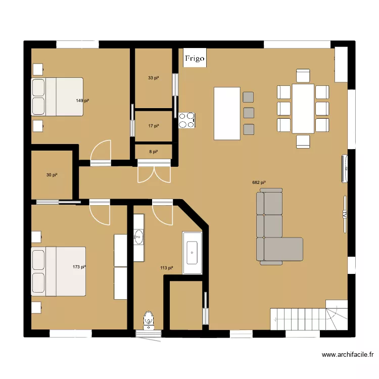 Maison AJ. Plan de 8  et 112 m²