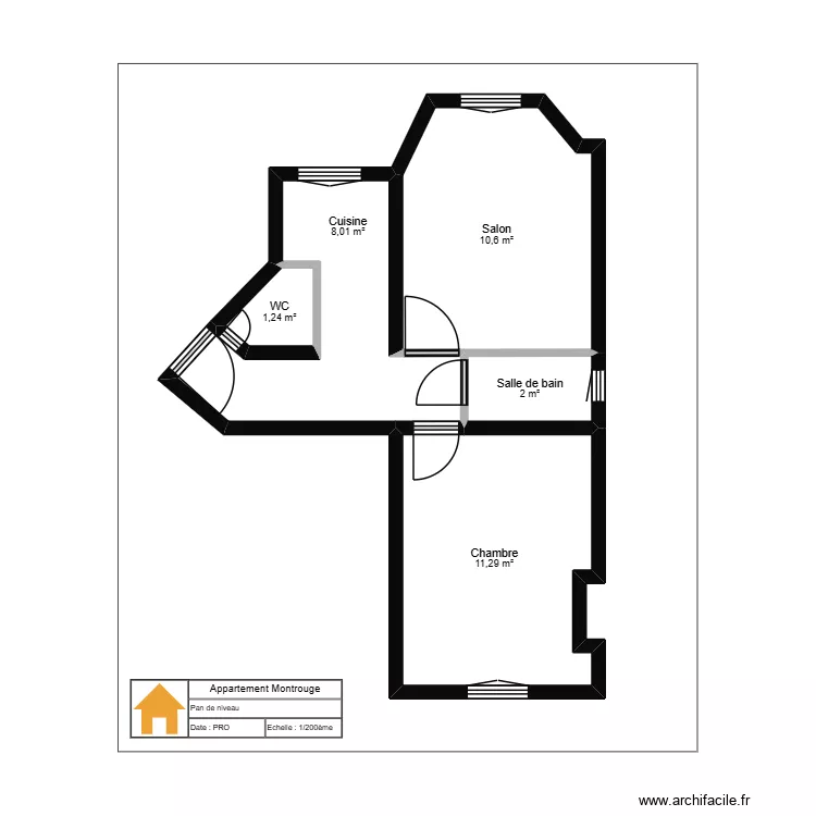 127 bis av. Verdier - Montrouge (sans cotes). Plan de 