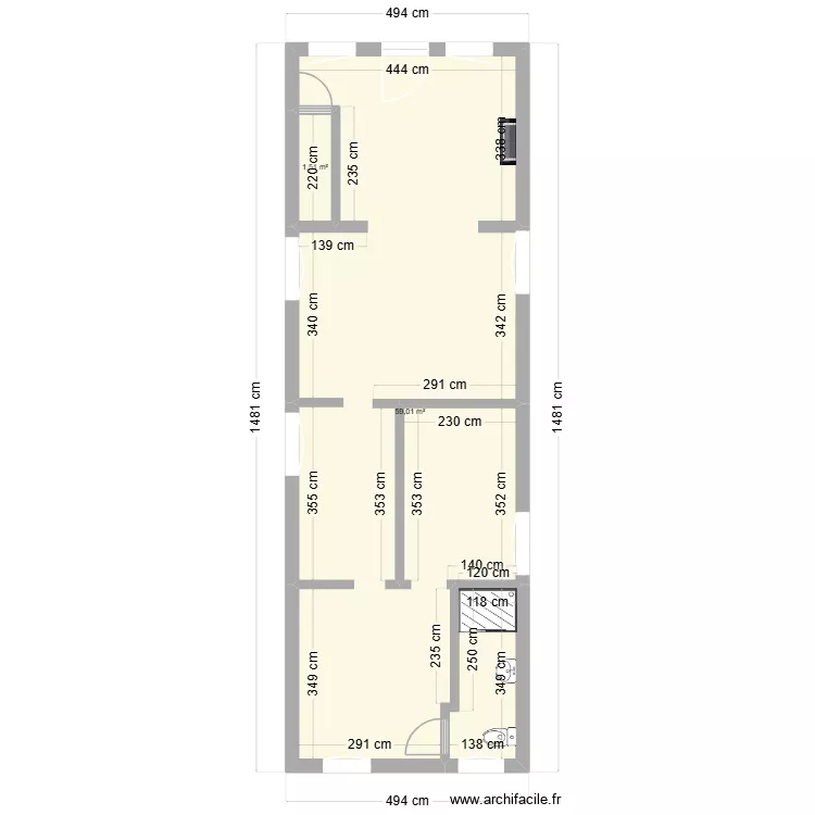 chatelineau haut. Plan de 2  et 61 m²