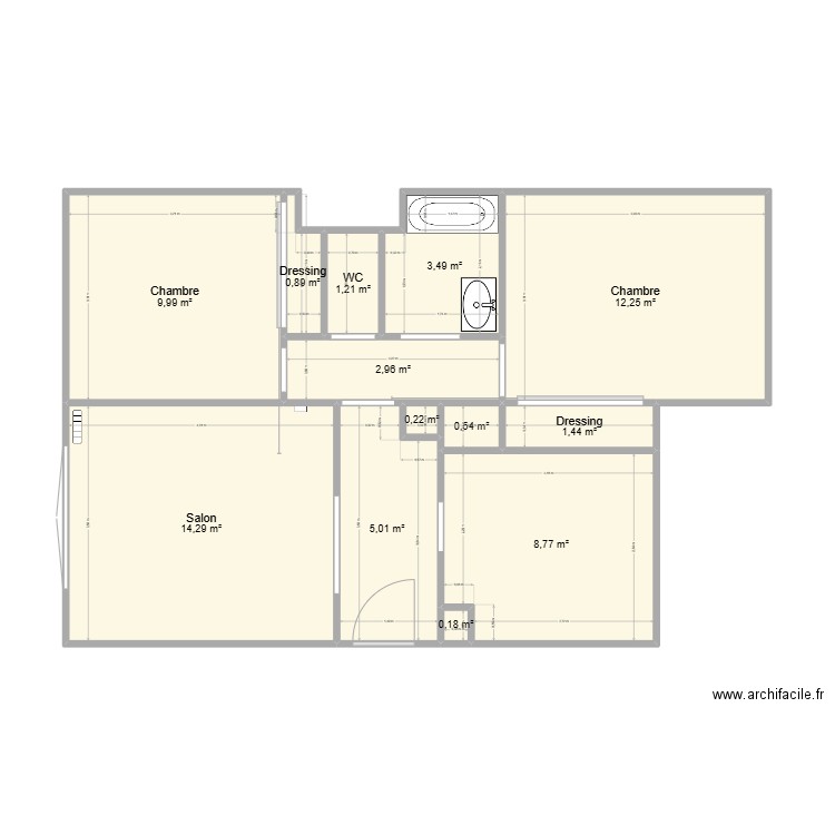 essai 12. Plan de 13 pièces et 61 m2