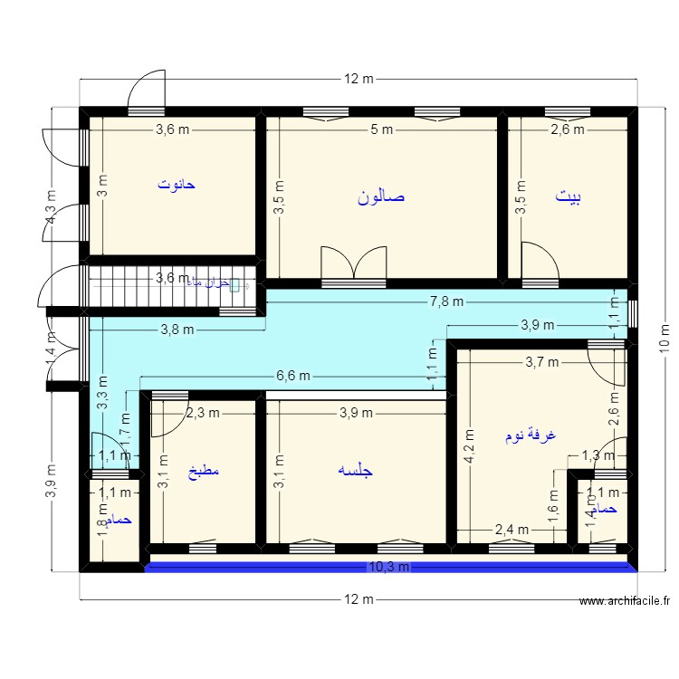 Plan 12X10 Client 33 34 45 44. Plan de 11 pièces et 100 m2