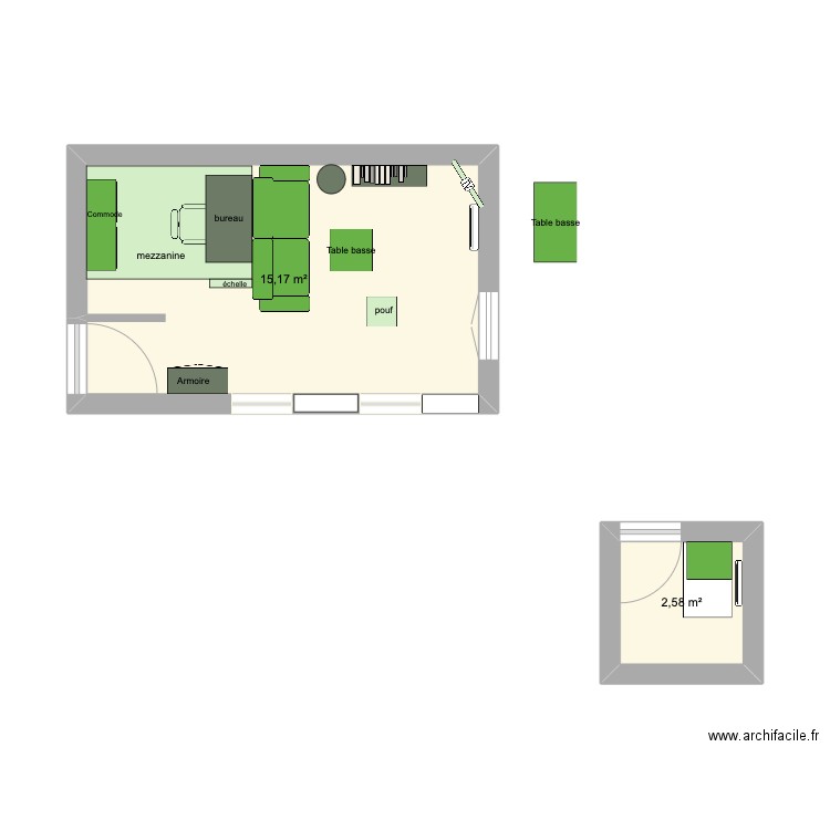 Maison Illkirch. Plan de 2 pièces et 18 m2