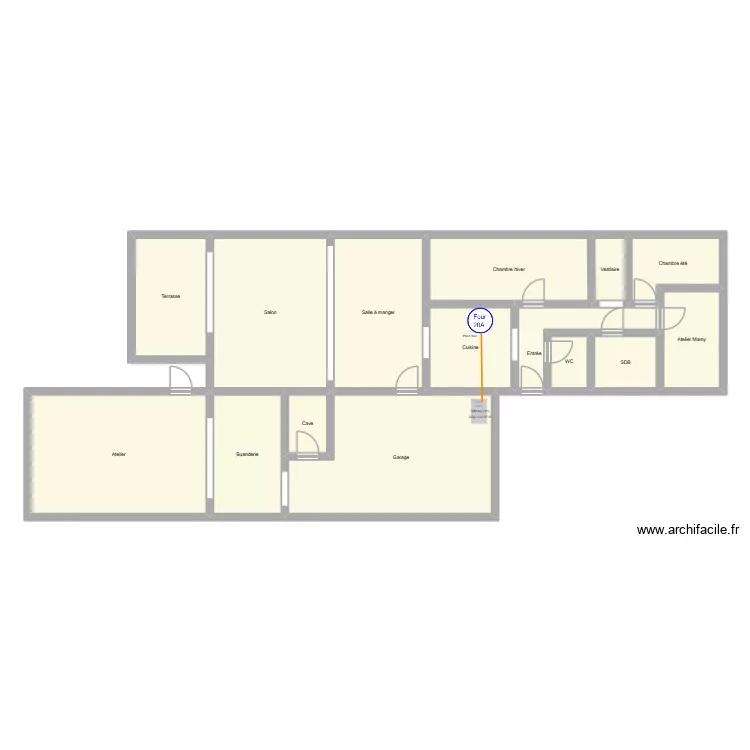 Four cuisine. Plan de 15  et 176 m²