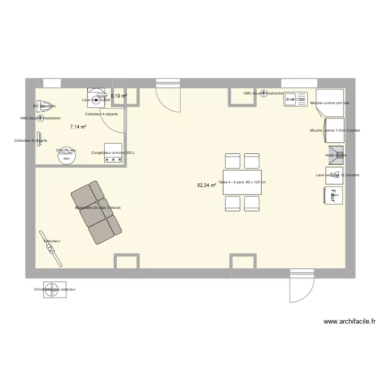 JONEAU. Plan de 3  et 60 m²