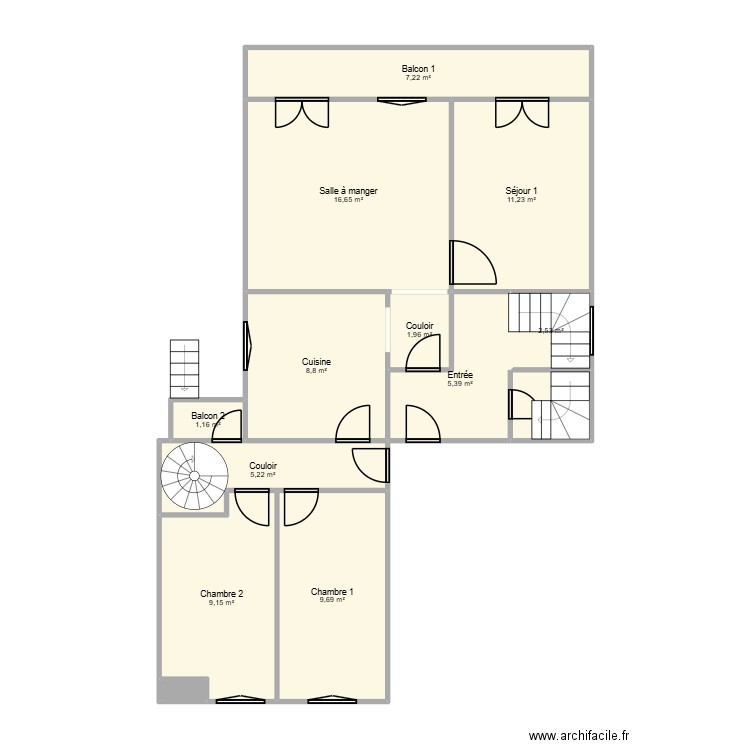 ROUSSE rdc. Plan de 13 pièces et 82 m2