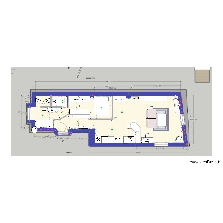 plan appart. Plan de 1 pièce et 53 m2