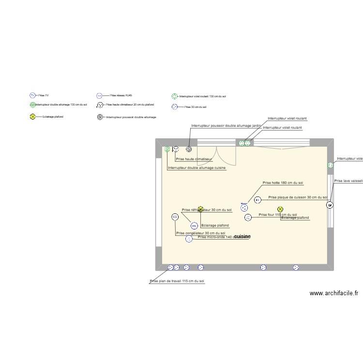 suisine. Plan de 1 pièce et 22 m2