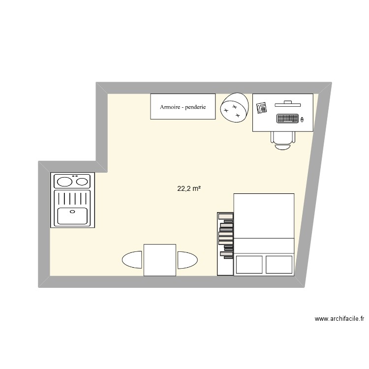 Futur Appart. Plan de 1 pièce et 22 m2