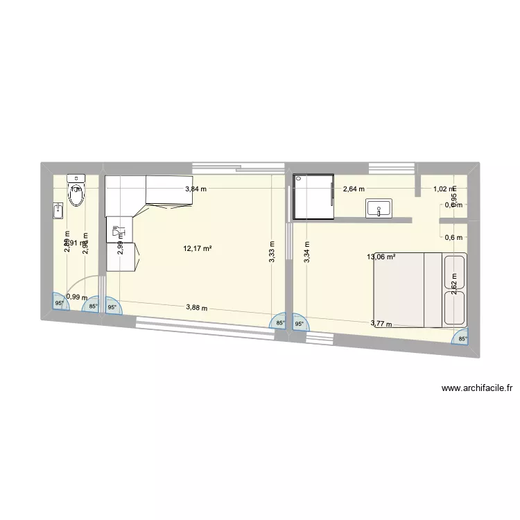 Gondoriz. Plan de 3  et 28 m²