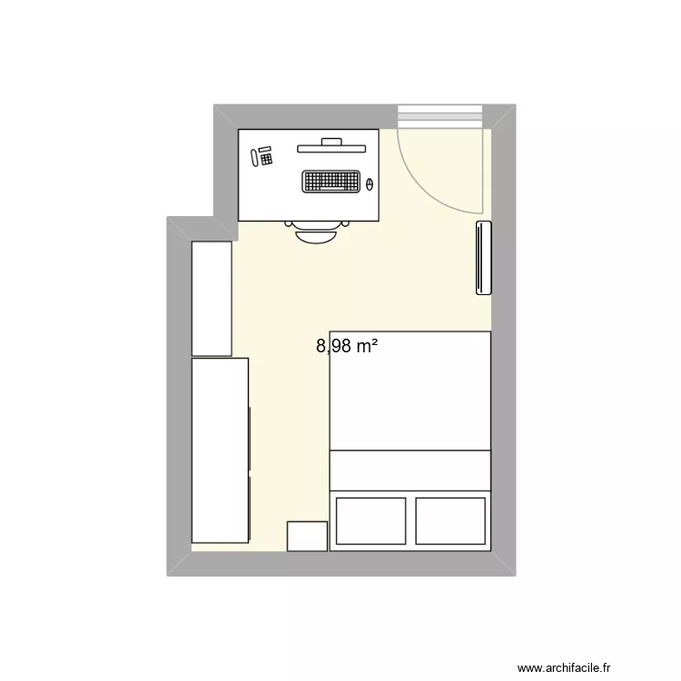 chambre. Plan de 1  et 9 m²