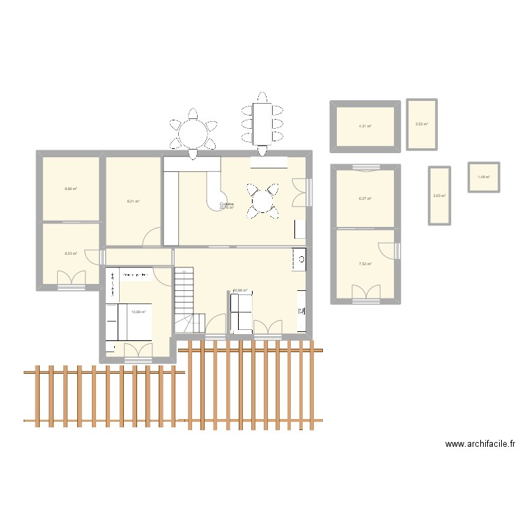 cellier. Plan de 12 pièces et 104 m2