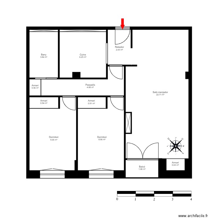 ED. PRAT DE LA FARGA, BLOC 1, 1-2. ENCAMP. Plan de 15 pièces et 63 m2