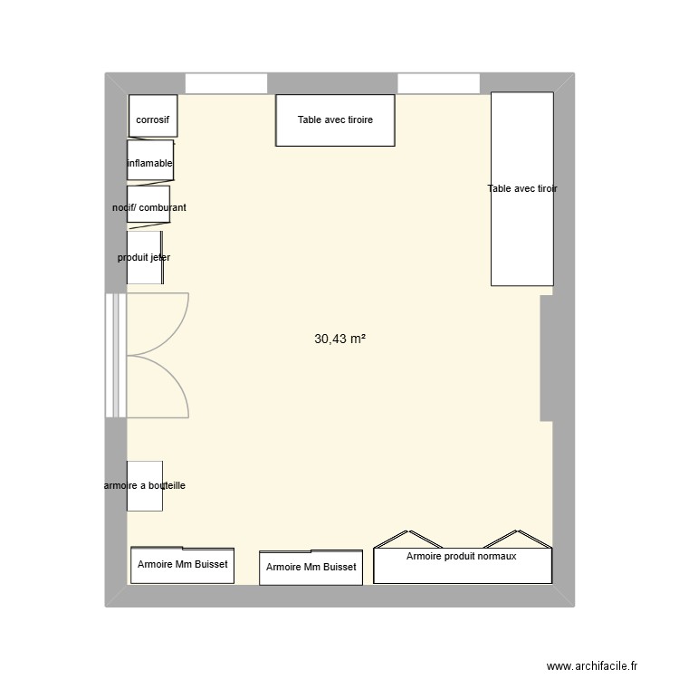 plans sciences. Plan de 1 pièce et 30 m2