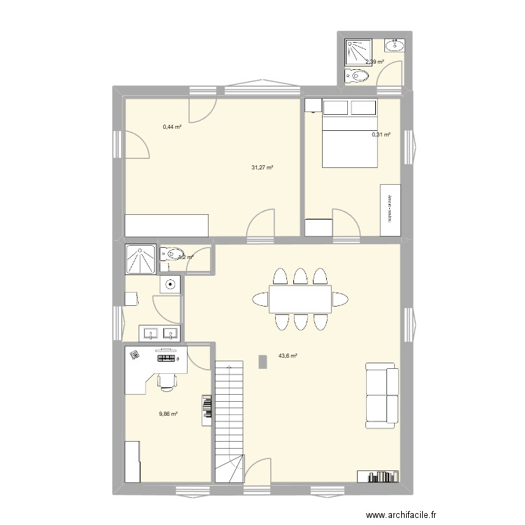 bonnette_003. Plan de 7 pièces et 89 m2