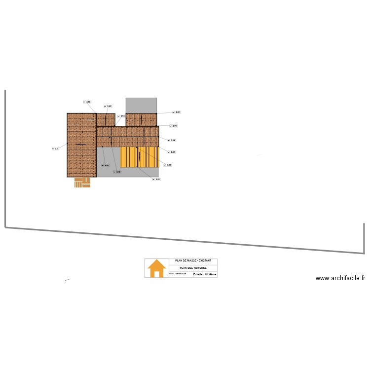 Plan de masse + toitures existant. Plan de 0 pièce et 0 m2