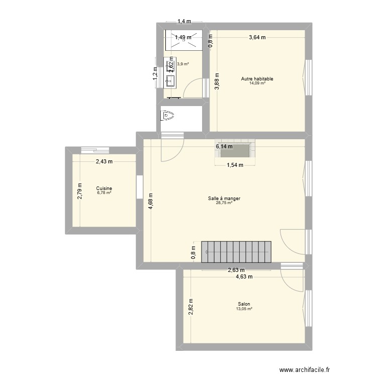 BERTRAND / ALBA 1ER ETAGE. Plan de 5 pièces et 67 m2