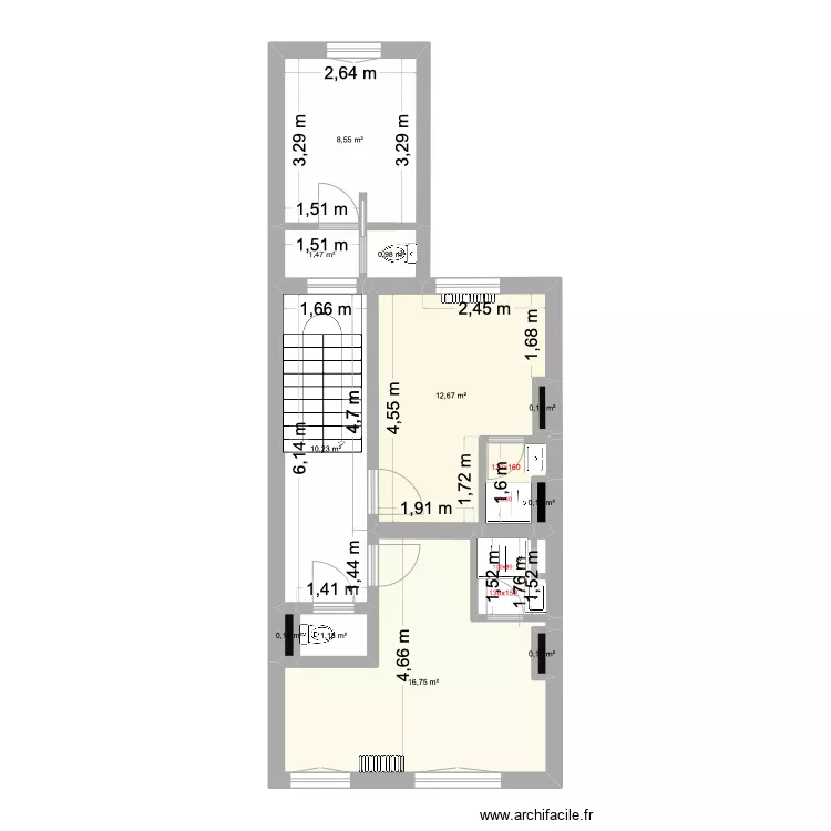 St Gilles Chee Woo 229 ELEC -2ieme etage chambre annexe. Plan de 