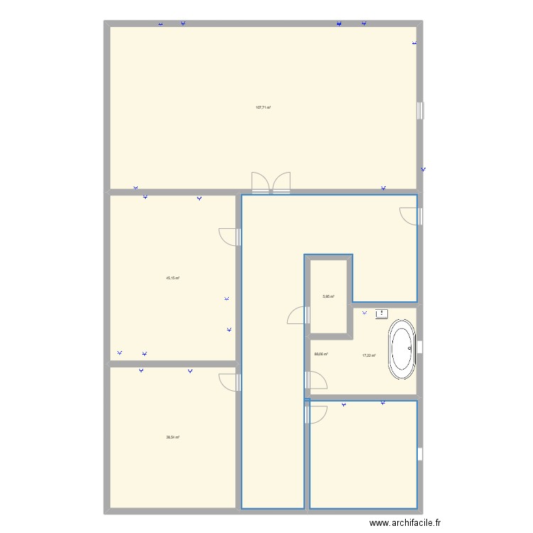 Travzil en Melec. Plan de 6 pièces et 303 m2