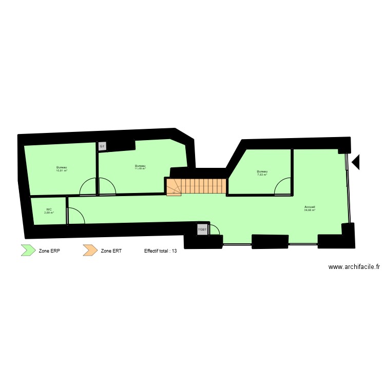 Cahors - ERP. Plan de 10 pièces et 94 m2