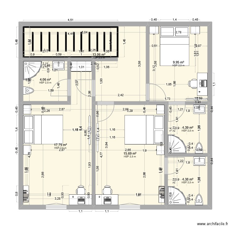 plan entrep 7 janvier. Plan de 5 pièces et 70 m2