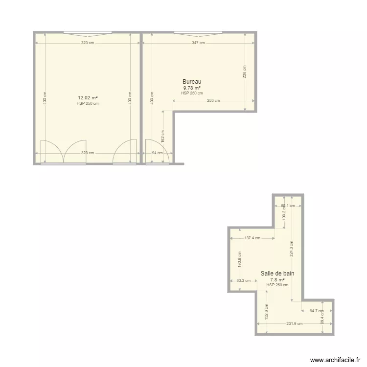 POMMIER CH BUR SB. Plan de 3  et 31 m²