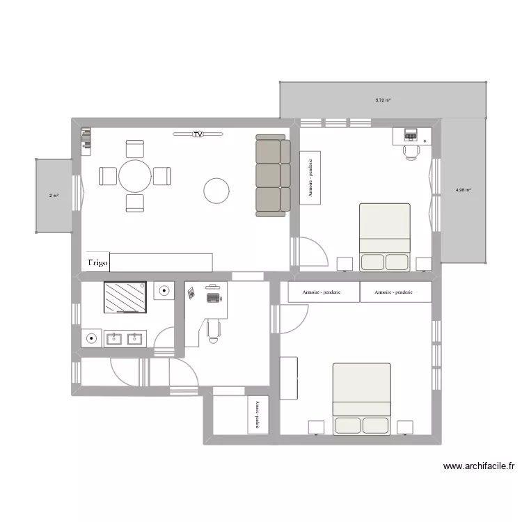 plan version 2 chambres + bureau. Plan de 4 Pièces et 40 m² plan version 2 chambres + bureau. Plan de 4 Pièces et 40 m²