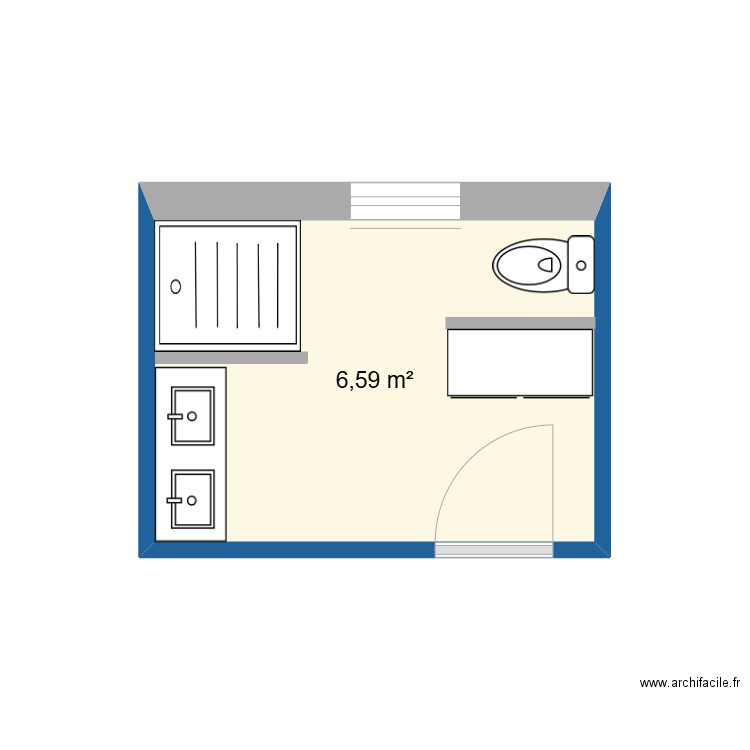 SDB CLO. Plan de 1 pièce et 7 m2