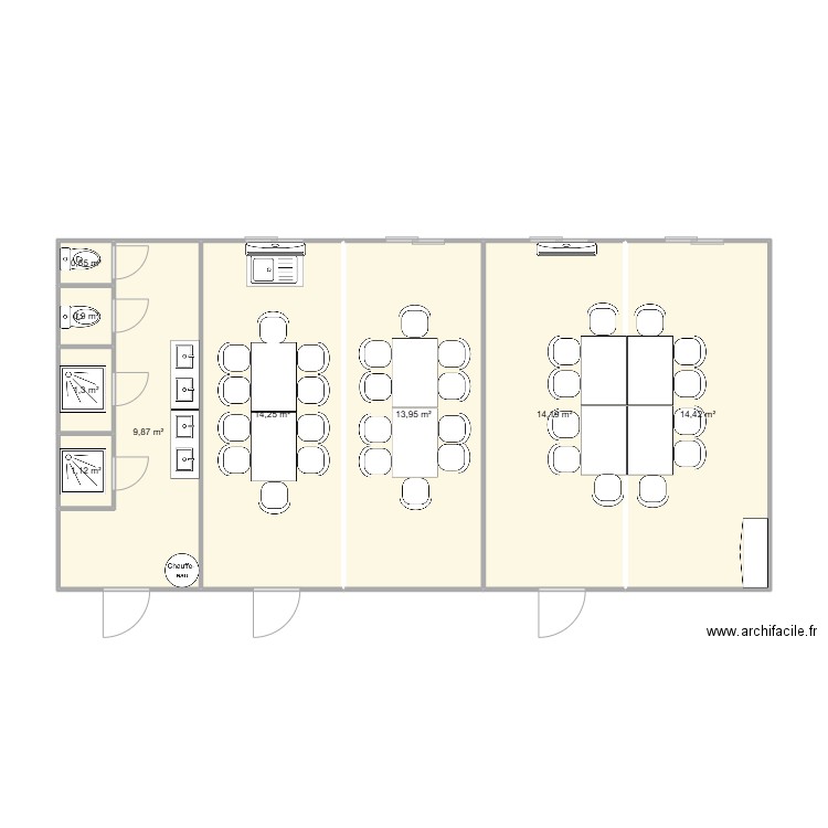 EIFFAGE CHANTIER BROTTEAUX. Plan de 9 pièces et 71 m2