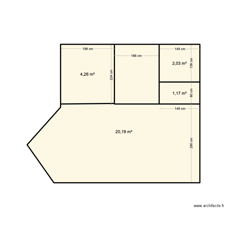 plan cotation. Plan de 4 pièces et 28 m2