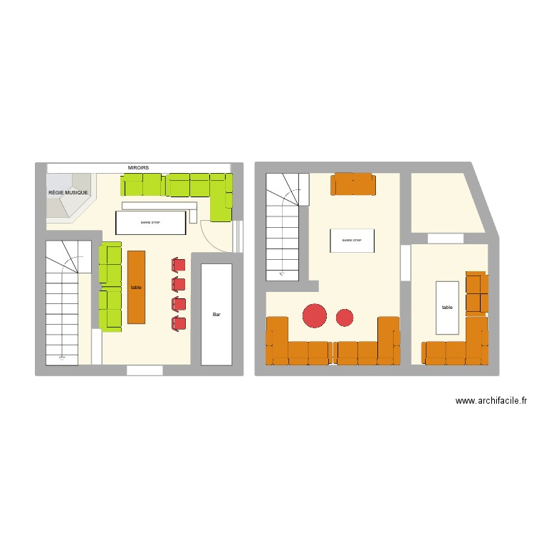 STRIP. Plan de 6 pièces et 44 m2