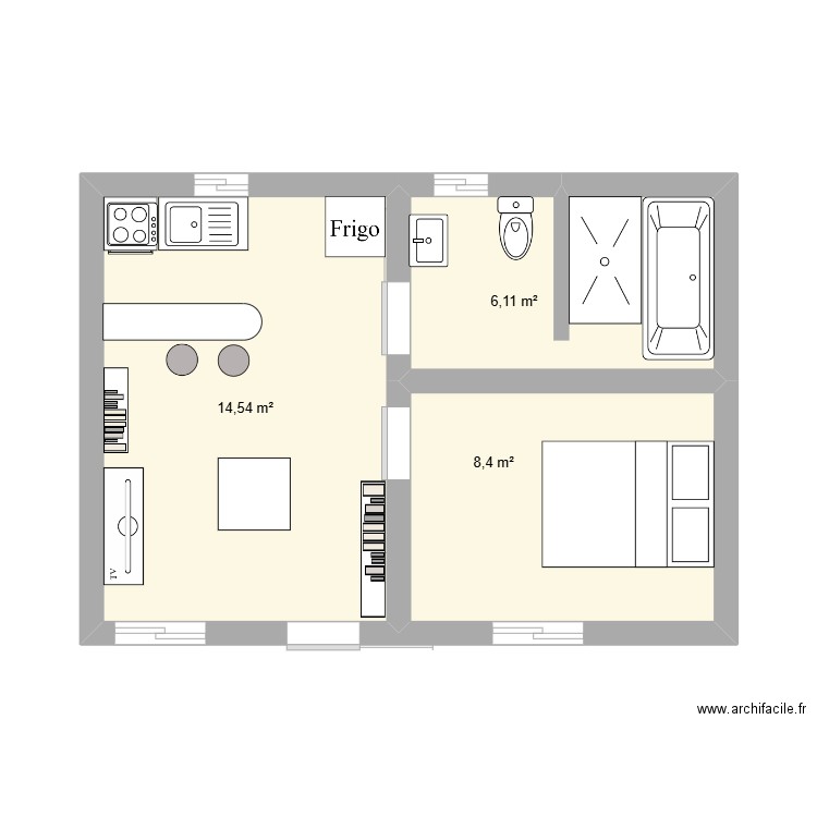 Dream. Plan de 3 pièces et 29 m2