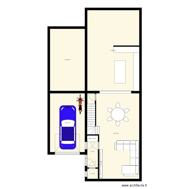 plan maison rangée. Plan de 6 pièces et 158 m2