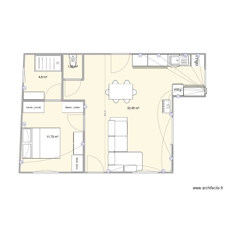 plans prises. Plan de 4 pièces et 50 m2