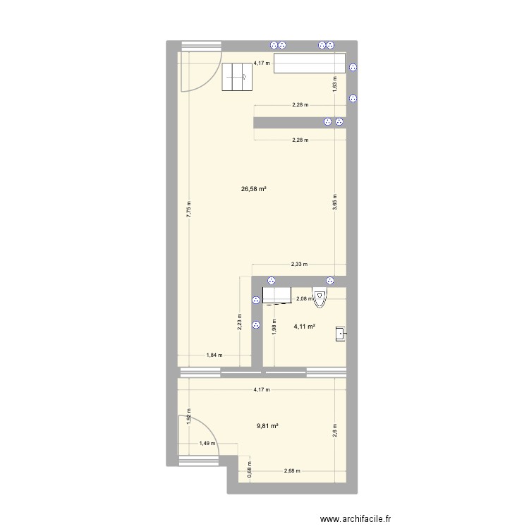 cabinet de podologie 2016. Plan de 3 pièces et 41 m2