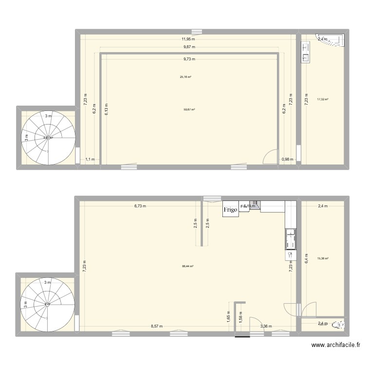 Maison Passavant. Plan de 8 pièces et 224 m2