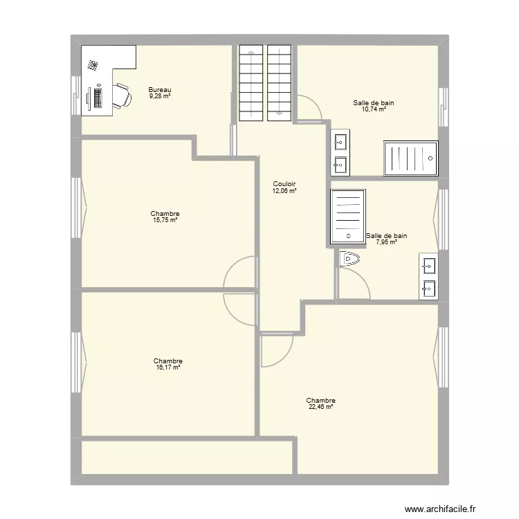 2e &eacute;tage. Plan de 7  et 94 m²