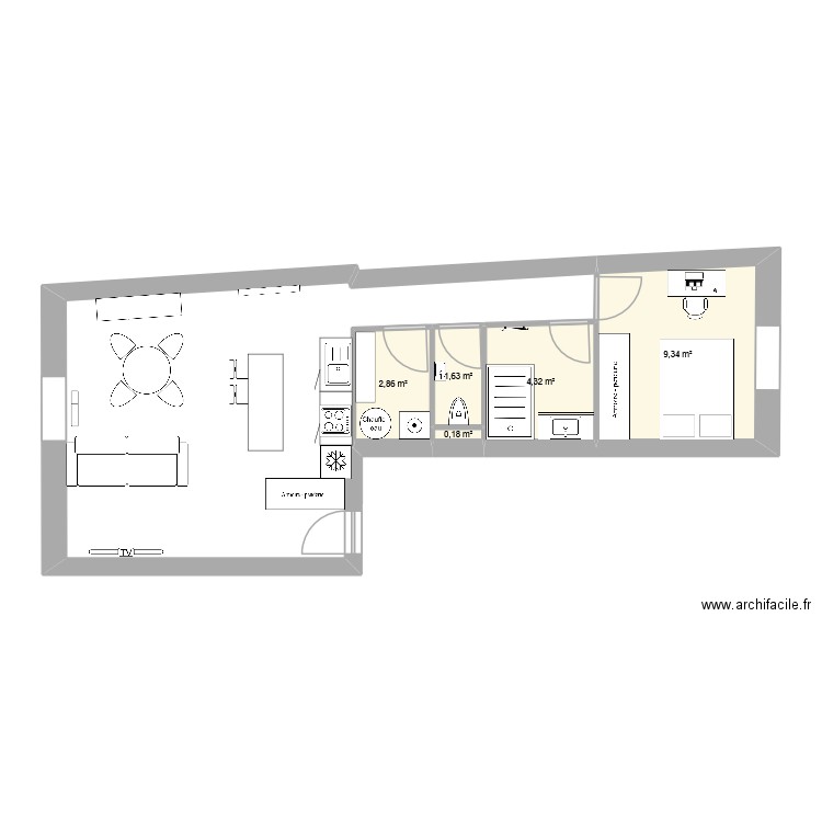 Appart st ferjeux. Plan de 5 pièces et 18 m2