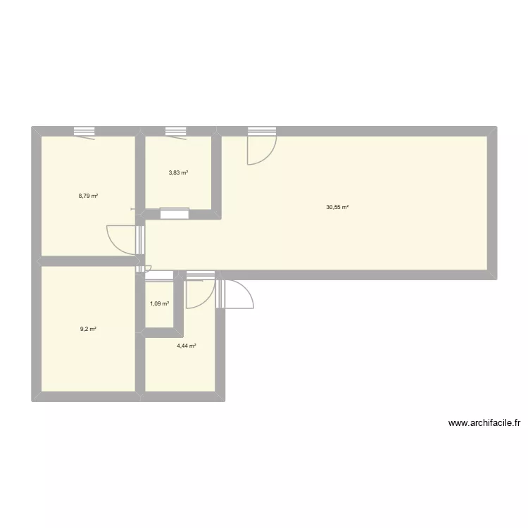 maison v1. Plan de 6  et 58 m²
