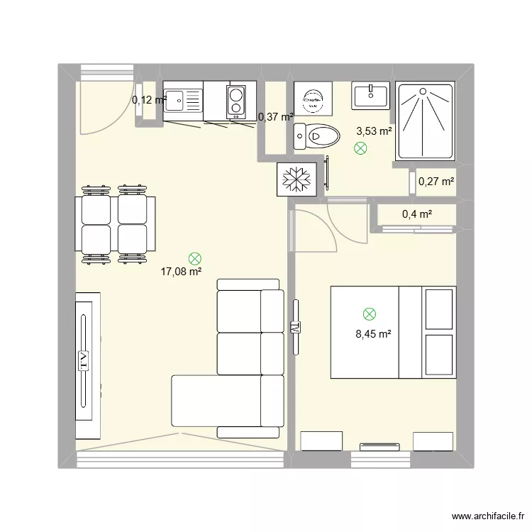 villers sur mer. Plan de 7  et 30 m²